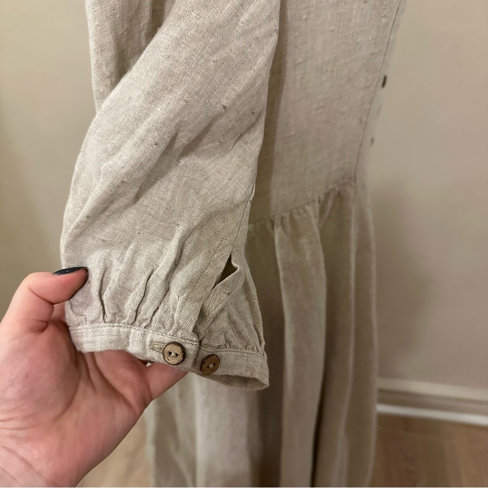 Son de flor Ophelia Dress, 3/4 Sleeve - Natural Dot / M - Picture 8 of 10